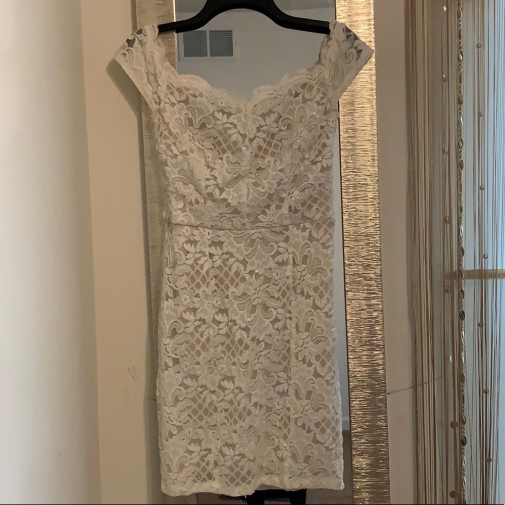 White laced mini dress